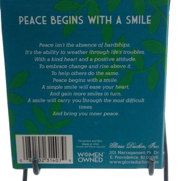 Gloria Duchin Peace Begins With A Smile Flying Angel Swarovski Ornament New - Picture 4 of 4